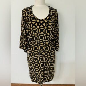 NWT size Medium Plenty by Tracy Reese Tan Black Geometric Printed Dress